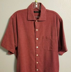 Mens red casual button down shirt Sz M (Y0327)